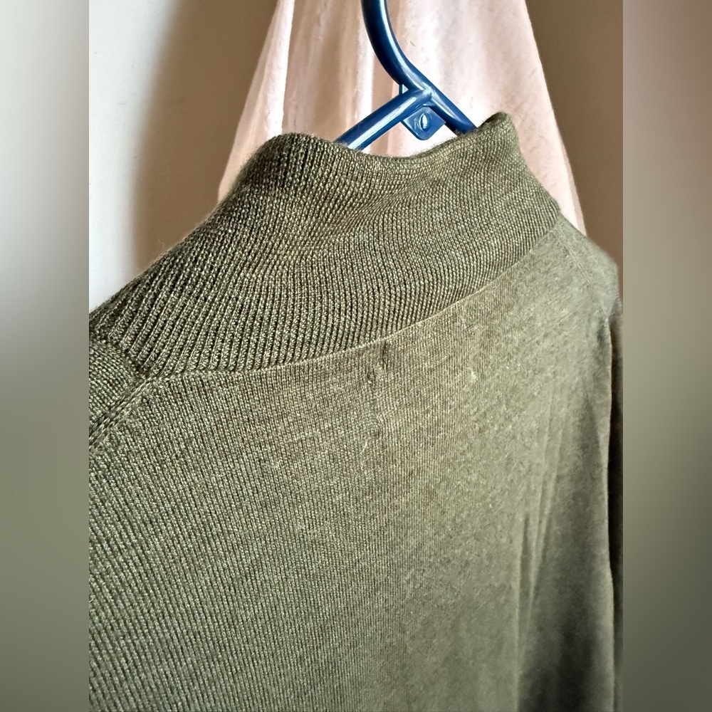 L/Merino wool 💯 NWOT JOSEPH ABBOUD Men's Olive Green Half-Zip Sweater - Picture 5 of 12